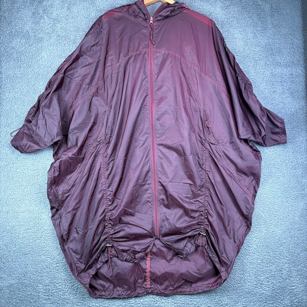 Zella Womens Large Maroon Ruched Hooded Poncho Windbreaker Jacket
